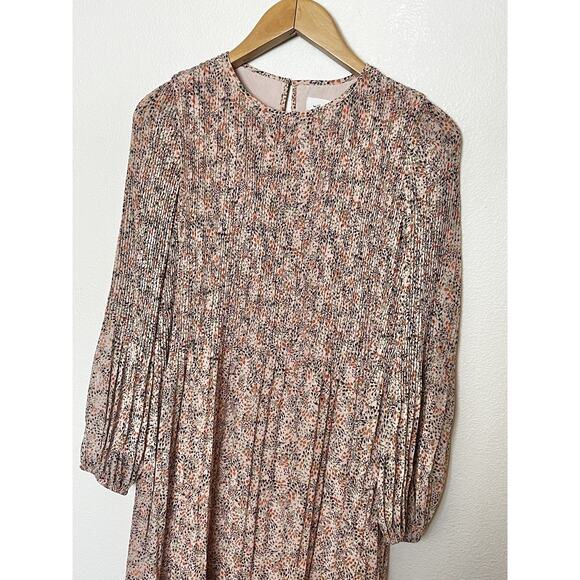 Aritizia Wilfred Daydreamer Midi Dress Women’s Sz Small Coral Wine Pleated Boho - Picture 2 of 9